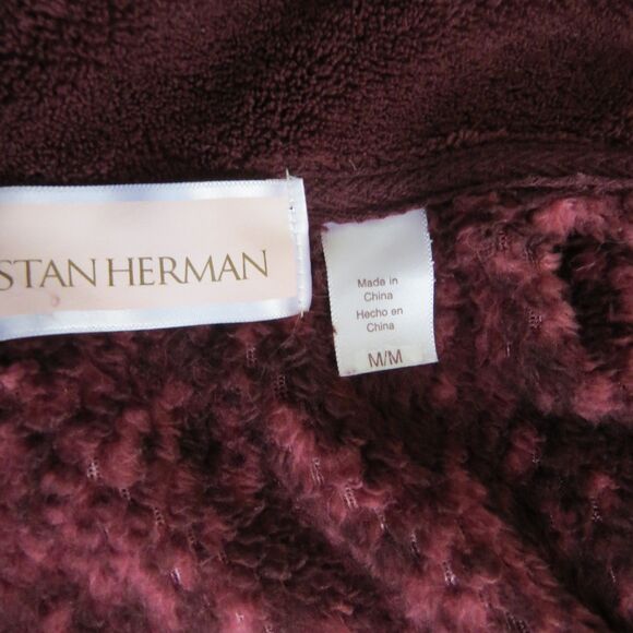 Stan Herman Burgundy Fleece Full zip sweater  Medium  EUC - Picture 7 of 9